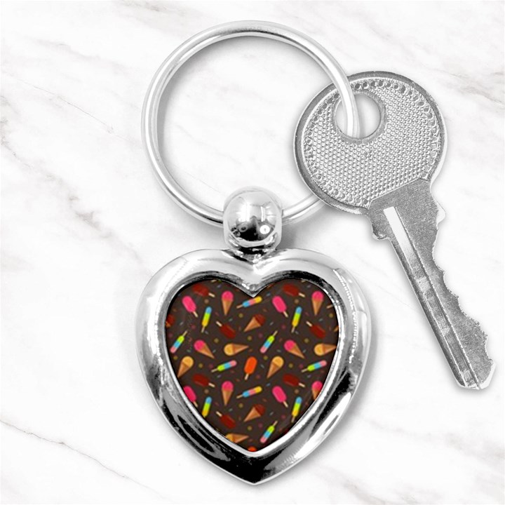 Ice Cream Pattern Seamless Key Chains (Heart) 