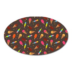 Ice Cream Pattern Seamless Oval Magnet