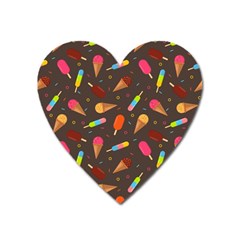 Ice Cream Pattern Seamless Heart Magnet by Simbadda