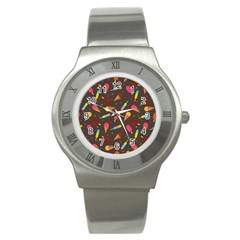 Ice Cream Pattern Seamless Stainless Steel Watch by Simbadda