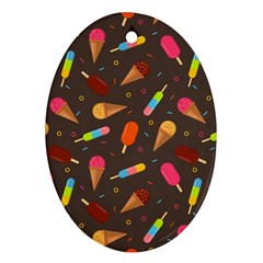 Ice Cream Pattern Seamless Oval Ornament (Two Sides)