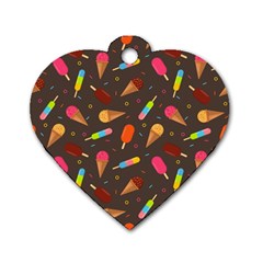 Ice Cream Pattern Seamless Dog Tag Heart (Two Sides)