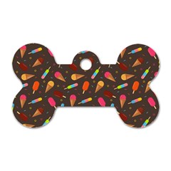 Ice Cream Pattern Seamless Dog Tag Bone (Two Sides)