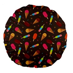 Ice Cream Pattern Seamless Large 18  Premium Flano Round Cushions