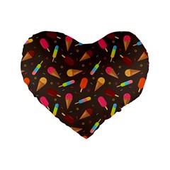 Ice Cream Pattern Seamless Standard 16  Premium Flano Heart Shape Cushions