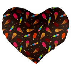 Ice Cream Pattern Seamless Large 19  Premium Flano Heart Shape Cushions