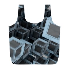 Cube Fantasy Square Shape Full Print Recycle Bag (l) by Simbadda