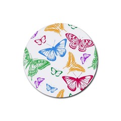 Butterfly Butterflies Vintage Rubber Round Coaster (4 Pack)  by Simbadda