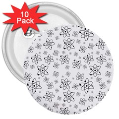 Atom Chemistry Science Physics 3  Buttons (10 Pack)  by Simbadda