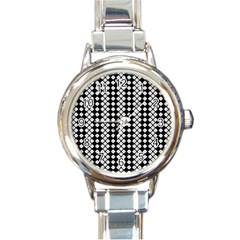 Black And White Texture Round Italian Charm Watch by Simbadda