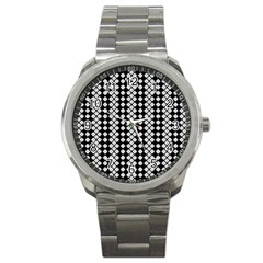 Black And White Texture Sport Metal Watch by Simbadda