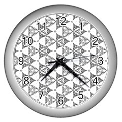 Black And White Pattern Wall Clock (silver) by Simbadda