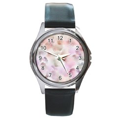 Watercolor Seamless Texture Round Metal Watch