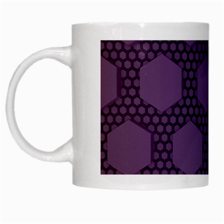 Hexagon Grid Geometric Hexagonal White Mugs