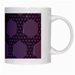 Hexagon Grid Geometric Hexagonal White Mugs Right