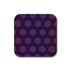 Hexagon Grid Geometric Hexagonal Rubber Coaster (square)  by Simbadda