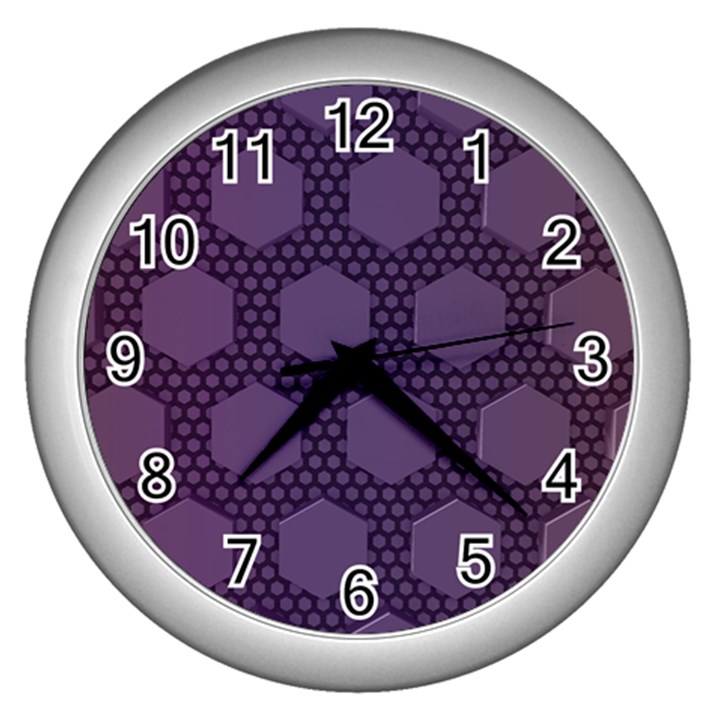 Hexagon Grid Geometric Hexagonal Wall Clock (Silver)