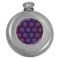 Hexagon Grid Geometric Hexagonal Round Hip Flask (5 Oz) by Simbadda