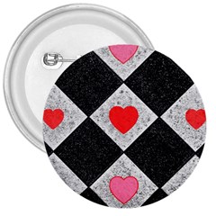 Diamonds Hearts Mosaic Pattern 3  Buttons by Simbadda