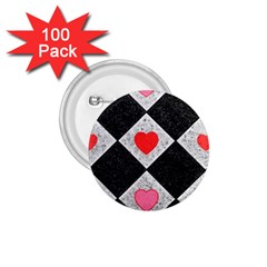 Diamonds Hearts Mosaic Pattern 1 75  Buttons (100 Pack) 