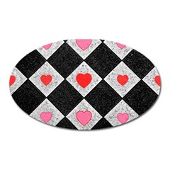 Diamonds Hearts Mosaic Pattern Oval Magnet by Simbadda