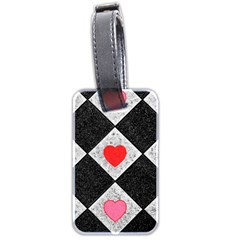 Diamonds Hearts Mosaic Pattern Luggage Tags (two Sides) by Simbadda