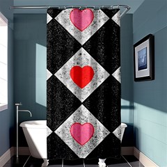 Diamonds Hearts Mosaic Pattern Shower Curtain 36  X 72  (stall)  by Simbadda