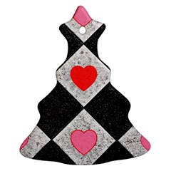 Diamonds Hearts Mosaic Pattern Ornament (christmas Tree)  by Simbadda