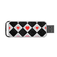 Diamonds Hearts Mosaic Pattern Portable Usb Flash (two Sides) by Simbadda