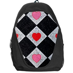 Diamonds Hearts Mosaic Pattern Backpack Bag by Simbadda