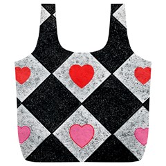 Diamonds Hearts Mosaic Pattern Full Print Recycle Bag (xl) by Simbadda