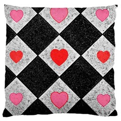 Diamonds Hearts Mosaic Pattern Standard Flano Cushion Case (two Sides) by Simbadda