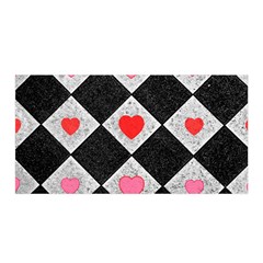 Diamonds Hearts Mosaic Pattern Satin Wrap by Simbadda