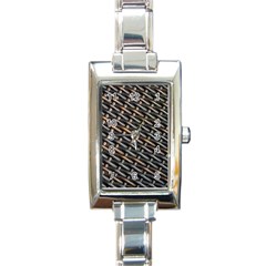 Rattan Wood Background Pattern Rectangle Italian Charm Watch by Simbadda