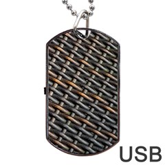 Rattan Wood Background Pattern Dog Tag Usb Flash (one Side) by Simbadda