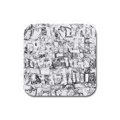 Black And White Background Wallpaper Pattern Rubber Square Coaster (4 Pack)  by Simbadda