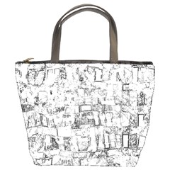 Black And White Background Wallpaper Pattern Bucket Bag by Simbadda