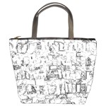 Black And White Background Wallpaper Pattern Bucket Bag Front