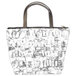 Black And White Background Wallpaper Pattern Bucket Bag Back