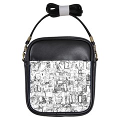 Black And White Background Wallpaper Pattern Girls Sling Bag by Simbadda