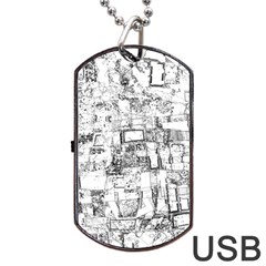 Black And White Background Wallpaper Pattern Dog Tag Usb Flash (one Side) by Simbadda