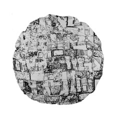 Black And White Background Wallpaper Pattern Standard 15  Premium Round Cushions by Simbadda