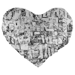 Black And White Background Wallpaper Pattern Large 19  Premium Heart Shape Cushions by Simbadda