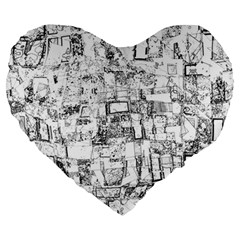 Black And White Background Wallpaper Pattern Large 19  Premium Flano Heart Shape Cushions by Simbadda