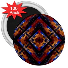 Kaleidoscope Art Pattern Ornament 3  Magnets (100 pack)