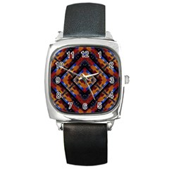 Kaleidoscope Art Pattern Ornament Square Metal Watch