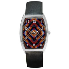 Kaleidoscope Art Pattern Ornament Barrel Style Metal Watch