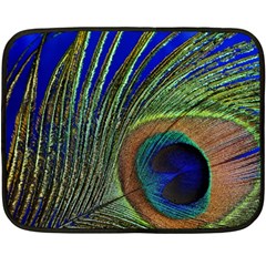 Peacock Feather Macro Peacock Bird Fleece Blanket (mini) by Simbadda