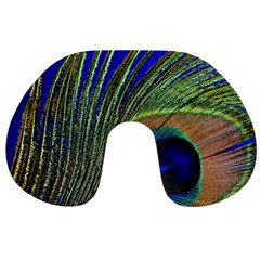 Peacock Feather Macro Peacock Bird Travel Neck Pillows by Simbadda