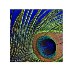 Peacock Feather Macro Peacock Bird Small Satin Scarf (square) by Simbadda